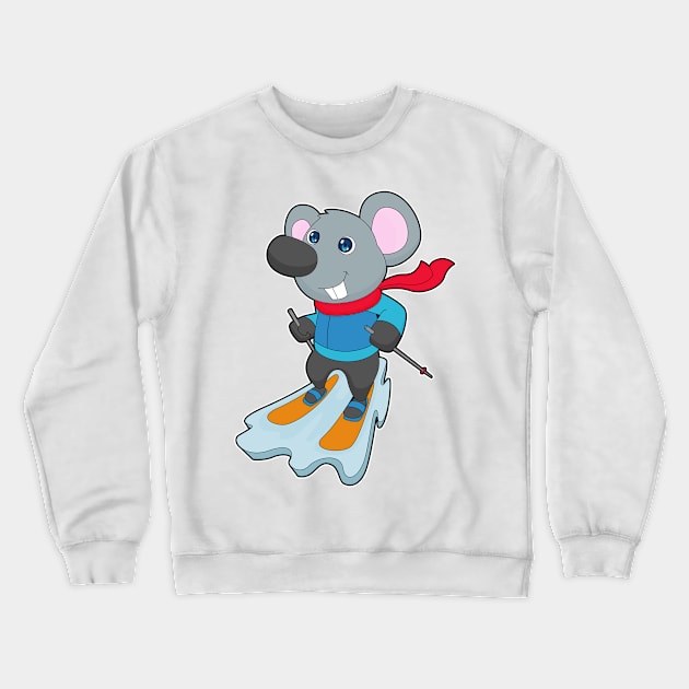 Mouse Skier Ski Winter sports Crewneck Sweatshirt by Markus Schnabel